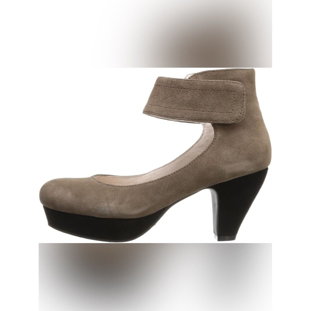 Sacha London | 'Vera' Brown & Black Suede Closed Toe Platform Pumps Ankle Strap
